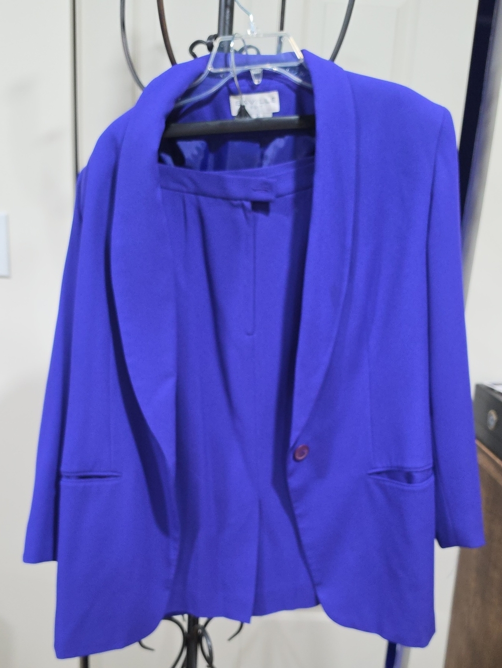 Women's Royal Blue Shawl Collar Blazer And matching Skirt.